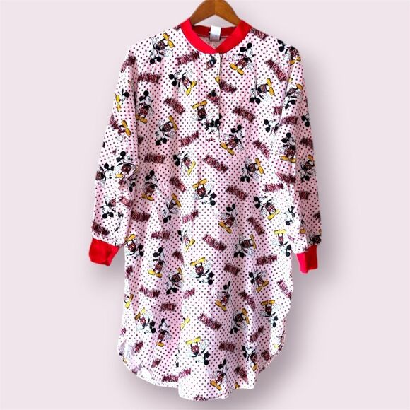 Mickey & Co. Disney Vintage 80s 90s Flannel Mickey Mouse Nightshirt - Picture 1 of 12